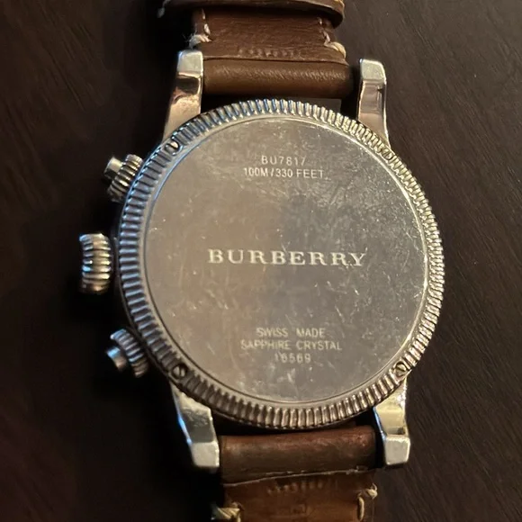 Burberry Silver White Stainless Steel Leather BU7817 Men's Wristwatch 42 mm - Picture 3 of 6